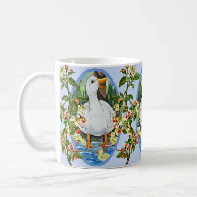 Taza De Café Pato azul madre y bollos de primavera florecimient (Izquierda)