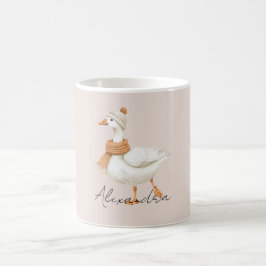 Taza De Café Pato de Bufanda Naranja
