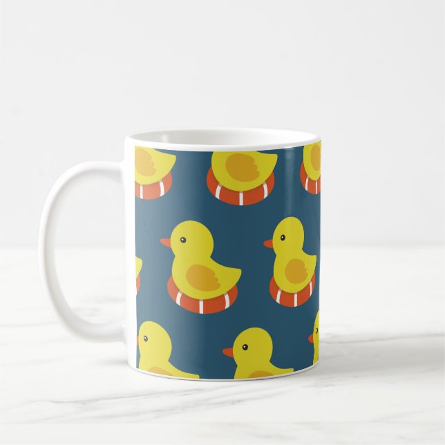 Taza De Café Pato de goma amarillo, lindo, sin costuras. (Izquierda)