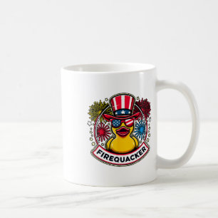 Taza De Café Pato de goma del 4 de julio Firequacker bandera de