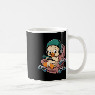 Taza De Café Pato De Jugador Enfadado Con Auriculares Y Control