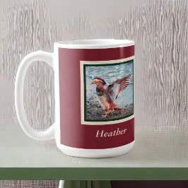 Taza De Café Pato de mandarín en roya y verde con nombre