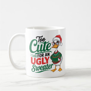 Taza De Café Pato de vacaciones demasiado lindo para un suéter