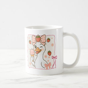Taza De Café Pato Kawaii con Helado de Fresa