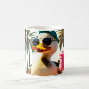 Taza De Café Pato Retro Divertido de Verano con Patines
