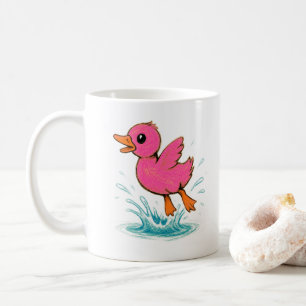 Taza De Café Pato Rosa Adorable Nombre Personalizado