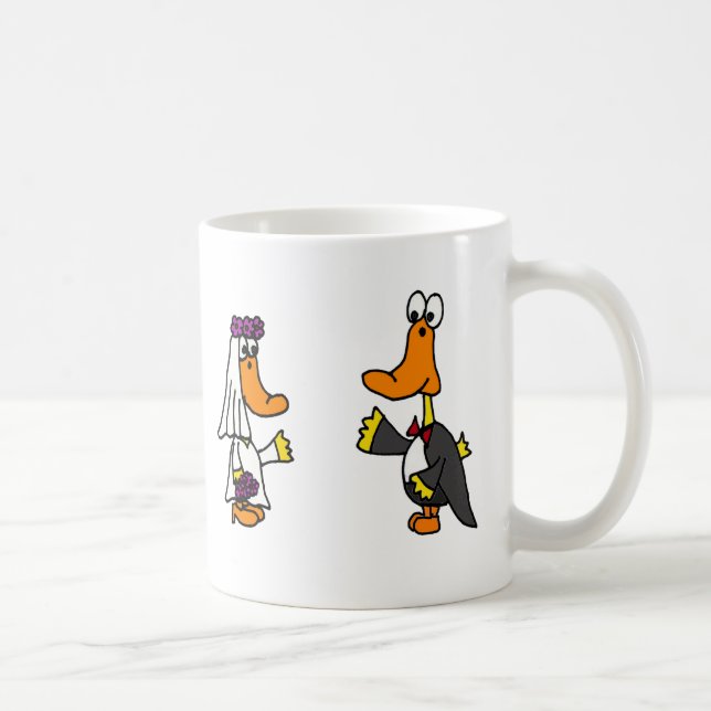 Taza De Café Patos divertidos novia y dibujo animado de la boda (Derecha)