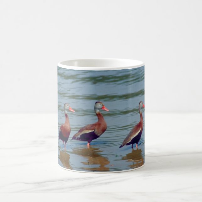 Taza De Café Patos que silban Negro-Hinchados (Centro)