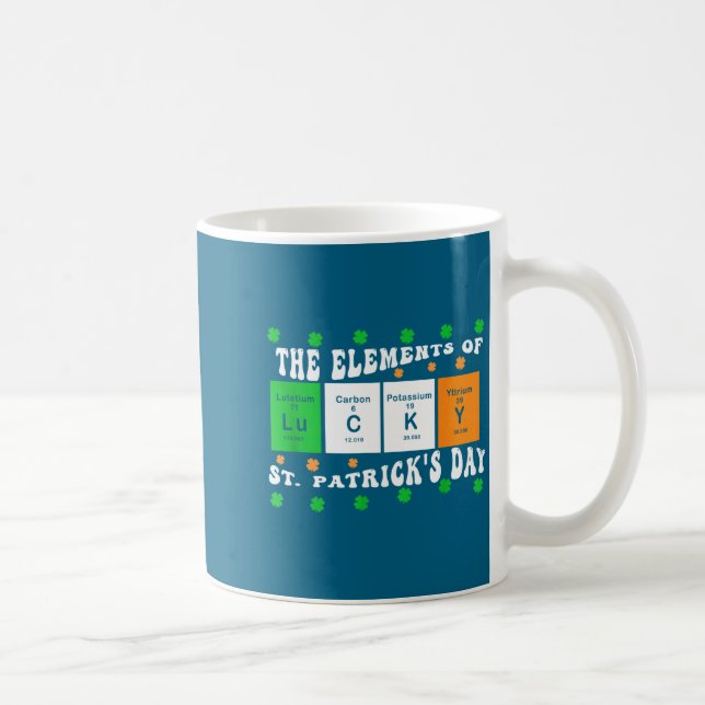 Taza De Café Patricks Day Funny Elements Of Lucky Periodic Tabl (Derecha)