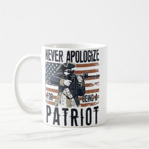 Taza De Café Patriota Americano "Nunca te disculpes" Minutemen