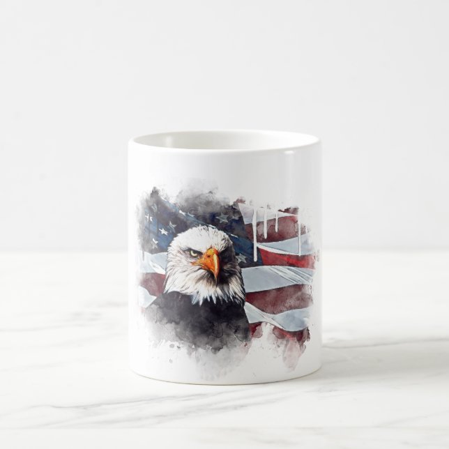 Taza De Café *~* Patriota Eagle USA Bandera Americana (Centro)
