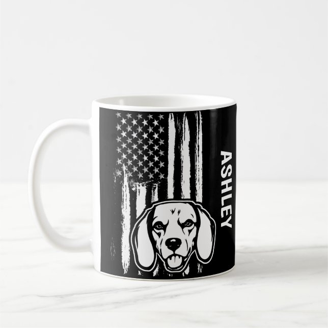 Taza De Café Patriota estadounidense Beagle Perro de la Bandera (Izquierda)