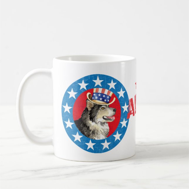 Taza De Café Patriotic Alaskan Malemute (Izquierda)