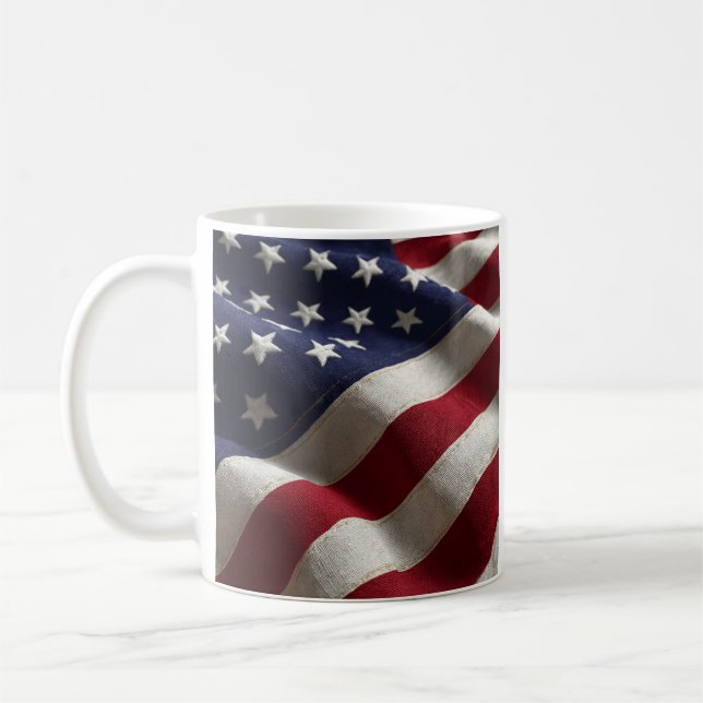 Taza De Café Patriotic American flag Coffee Mug (Izquierda)