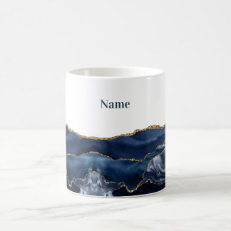 Taza De Café Patriotic Blue Gold Agate