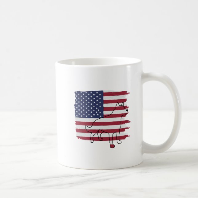 Taza De Café Patriotic DOG American Flag Vintage (Derecha)