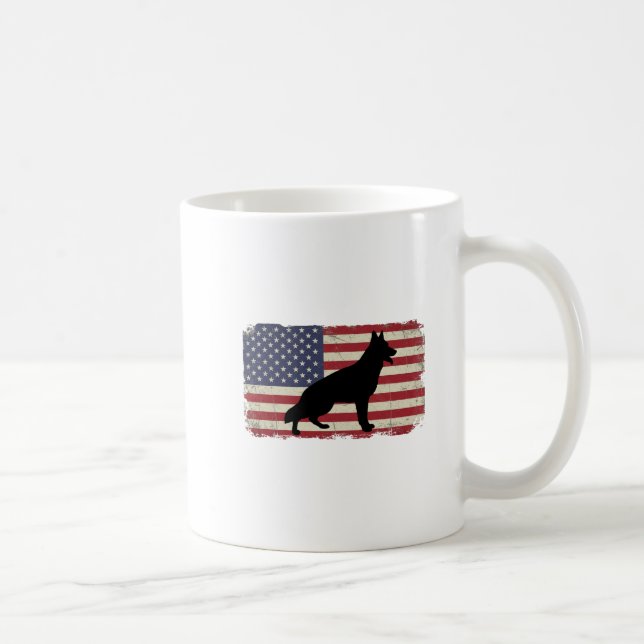 Taza De Café Patriotic DOG American Flag Vintage (Derecha)
