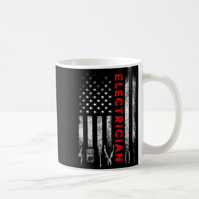 Taza De Café Patriotic Electrician American Flag Fathers Day  (Derecha)