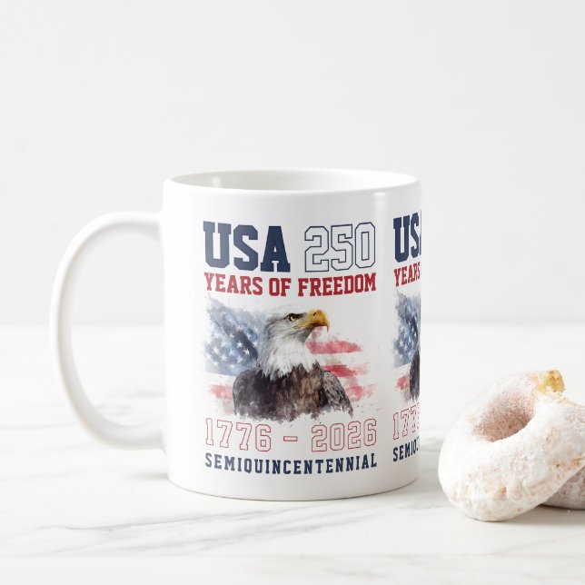 Taza De Café Patriotic Freedom America's 250th Anniversary (Con donut)