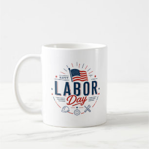 Taza De Café Patriotic Labor Day / Día del Trabajo Festivo