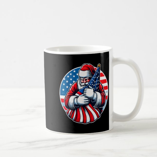 Taza De Café Patriotic Santa Claus For Men Women Usa Flag Chris (Derecha)