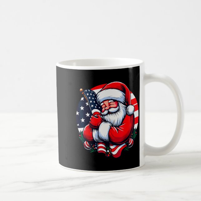 Taza De Café Patriotic Santa Claus Men Women Usa Flag Christmas (Derecha)