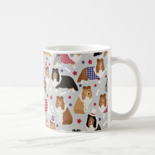 Taza De Café Patriotic Sheltie Shetland Sheepdog Coffee Mug