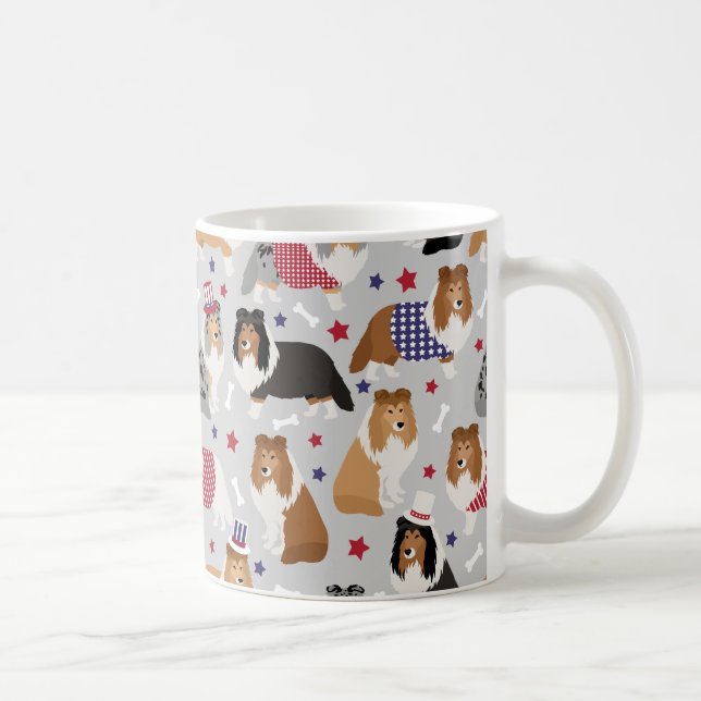 Taza De Café Patriotic Sheltie Shetland Sheepdog Coffee Mug (Derecha)