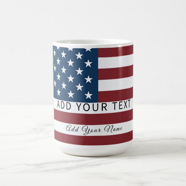 Taza De Café Patriotic US Flag Custom Text Name  (Centro)