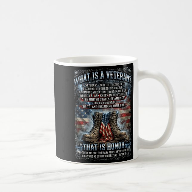 Taza De Café Patriotic Veteran Definition Blank Check Sacrifice (Derecha)
