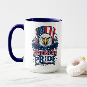 Taza de café patriótica águila calva orgullo ameri