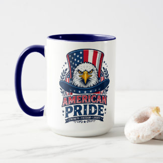 Taza de café patriótica águila calva orgullo ameri