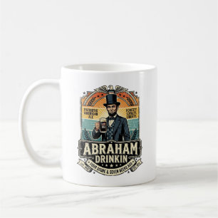 Taza De Café Patriótico Abraham Bebiendo Retro Desgastado