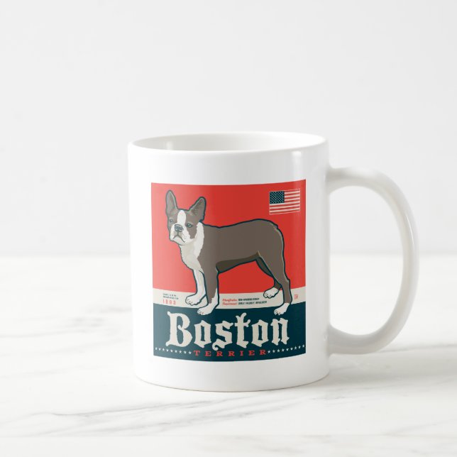 Taza De Café Patriótico | Boston Terrier (Derecha)