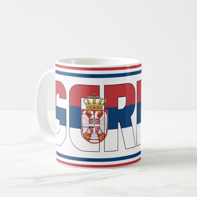 Taza De Café Patriótico de Bandera Nacional de Serbia (Anverso izquierdo)
