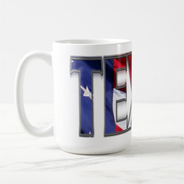 Taza De Café Patriótico de Guay Texas y la bandera estadouniden (Izquierda)