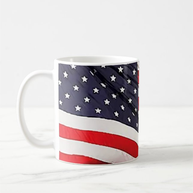 Taza De Café Patriótico de la Bandera de Estados Unidos (Izquierda)