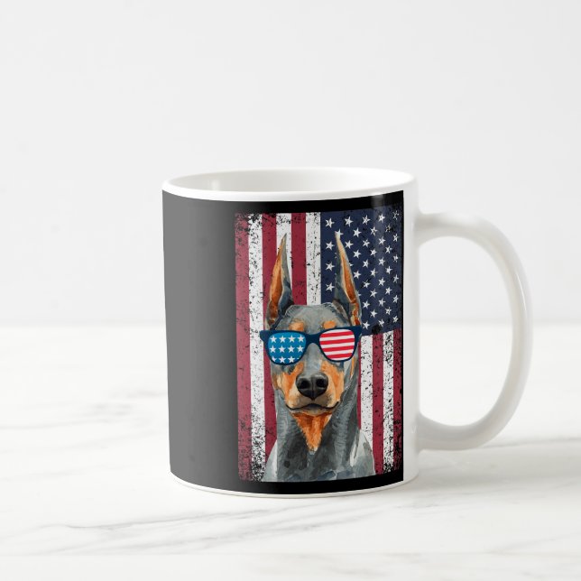 Taza De Café Patriótico Doberman Pinscher 4 De Julio Eeuu Ameri (Derecha)
