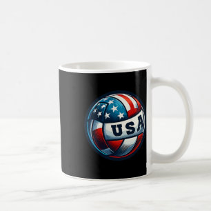 Taza De Café Patriótico Estadounidense De Voleibol De Bandera E
