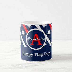 Taza De Café Patriótico Feliz Día de la Bandera Roja Blanco y A