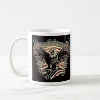 Taza De Café Patriótico Flying Bald Eagle Bandera de Estados Un