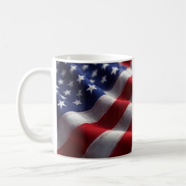 Taza De Café patriótico ondeando la bandera estadounidense Coff (Izquierda)