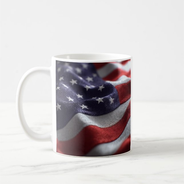 Taza De Café patriótico ondeando la bandera estadounidense Coff (Izquierda)