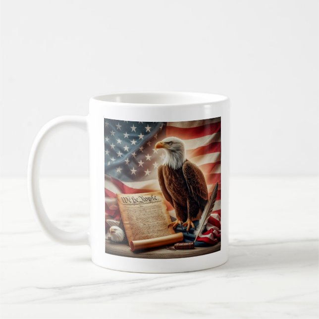 Taza De Café Patriotismo del águila calva estadounidense (Izquierda)