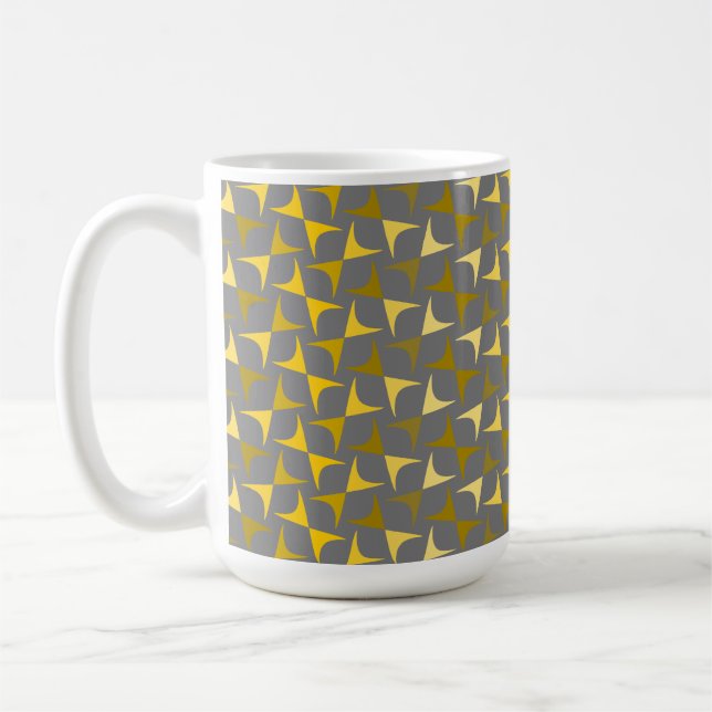 Taza De Café Patrón abstracto amarillo y gris (Izquierda)