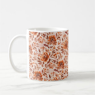 Taza De Café Patrón abstracto de acuarela floral en colores de