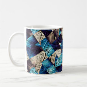 Taza De Café Patrón abstracto de arte digital. Imagen azul abst