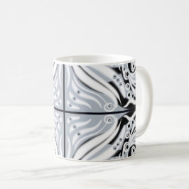 Taza De Café Patrón abstracto de curva blanca gris negra