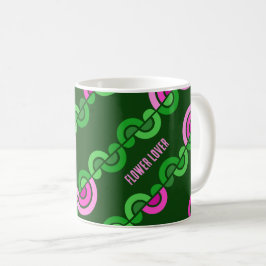 Taza De Café Patrón abstracto de flores verdes púrpuras