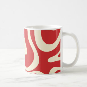 Taza De Café Patrón abstracto de remolino líquido retro rojo y